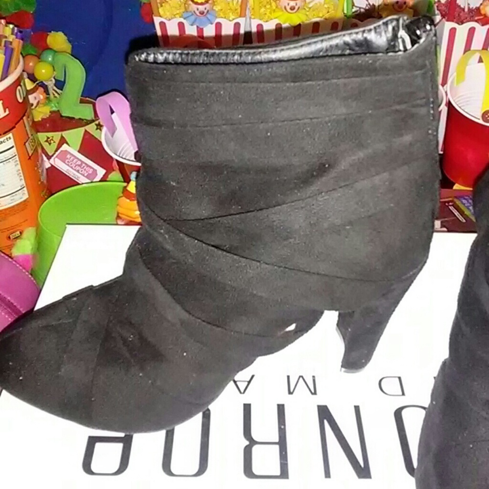 Black Suede Booties Size 6